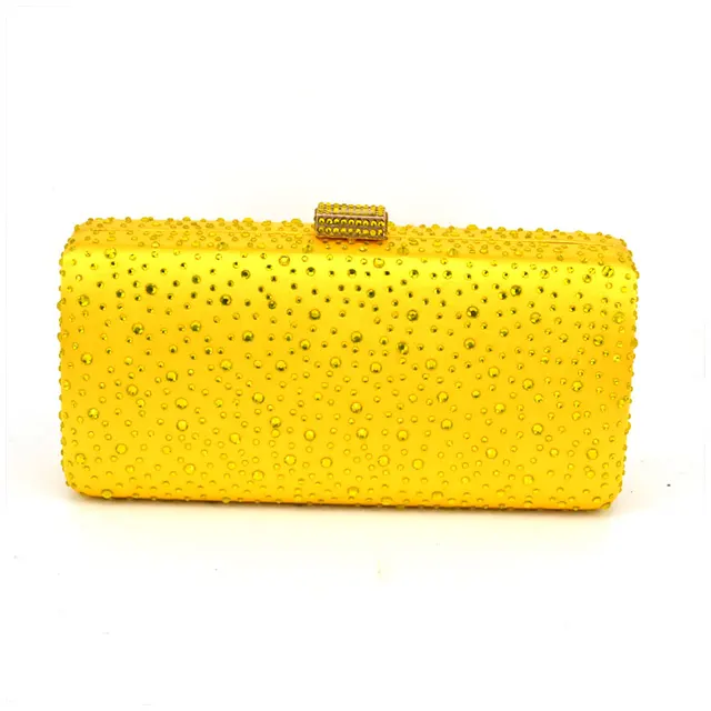 2017 Hot Drilling Hard Box Evening Bag Bridal Clutch Wedding 2017 Hot Drilling Hard Box Evening Bag Bridal Clutch Wedding Pochette Soiree Rhinestone Yellow