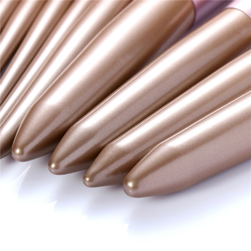 Massaller 12pcs Super Soft Synthetic Hair Makeup Brush Set Wood Handle Highlighter Powder Eyebrow Lip Blending 4