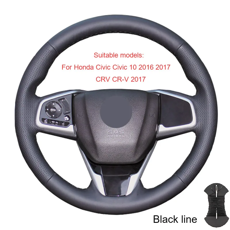 Чехол на руль для Honda Civic 9 2012-, Civic 10 CRV CR-V, Honda Old City Fit Jazz/оплетка руля - Название цвета: Black thread