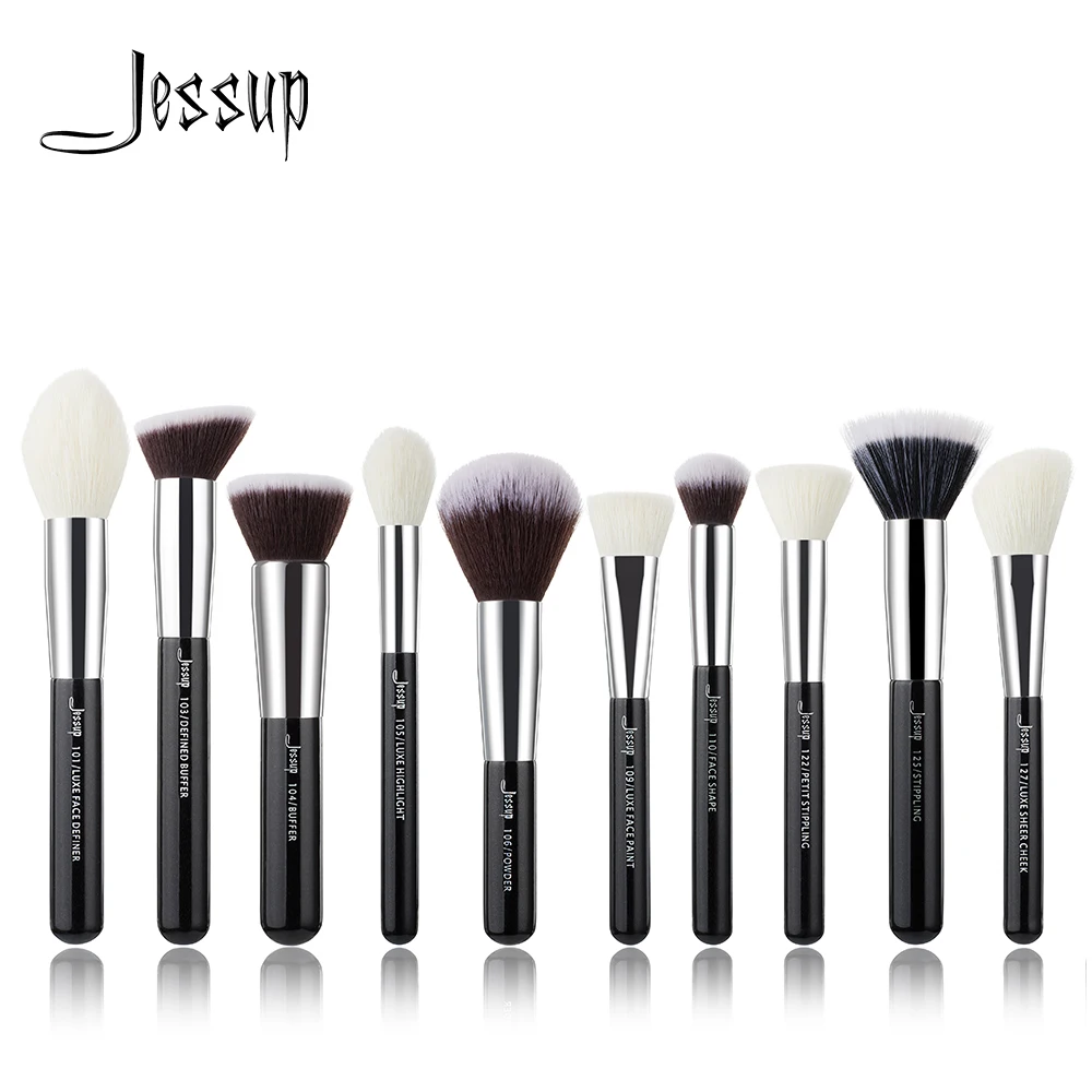 Buy Jessup brushes 10pcs Black/Silver Face Makeup