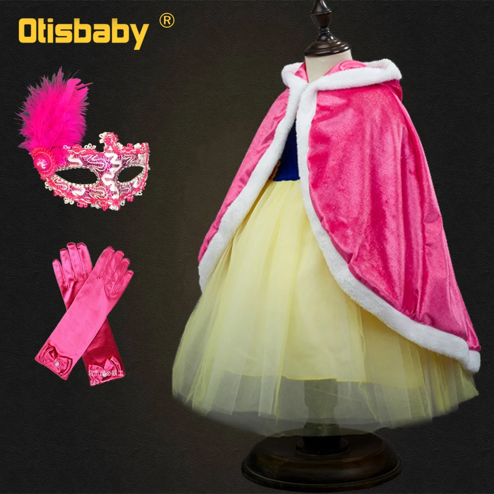 

Boutique Winter Kids Thick Velvet Cape Fancy Girls Princess Elsa Sofia Rapunzel Belle Cloak Christmas Halloween Costumes Mask
