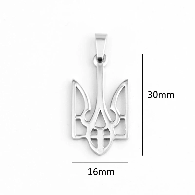 Trident of Ukraine Pendants Coat of Arms Charms Both Sides Mirror Polish Stainless Steel Wholesale 50pcs Fashion Jewelry