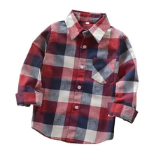 Fashion Autumn Boys Shirts For Girl Plaid Long Sleeve Turn-down Collar Teenager Tops Cotton Children Clothing Kids Clothes Shirt