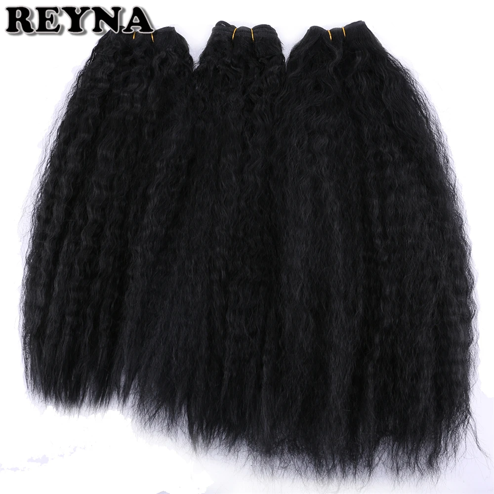 REYNA, кудрявые прямые волосы, плетение, синтетические волосы для наращивания, пряди, 3 шт., общий вес, 210 г, пряди волос для женщин