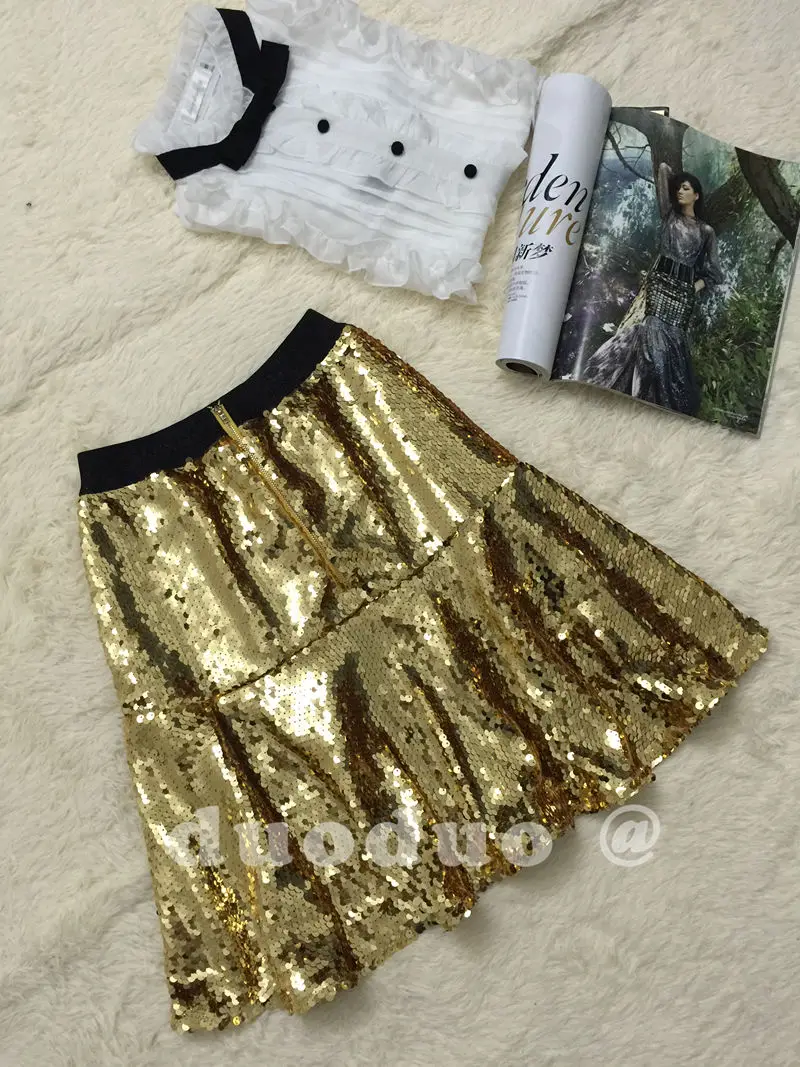 Лидер продаж Новое поступление Blingbling юбка Для женщин модные золотые блестки юбка пикантные полиэстер аппликации наряд для девочек