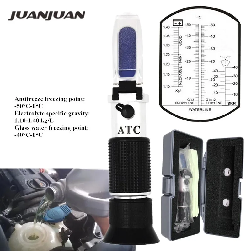 Buy Retail Box Hand Held Engine Fluid Glycol Point Refractometer With ATC Tester Tool Car Battery Antifreeze Freezing 49% off