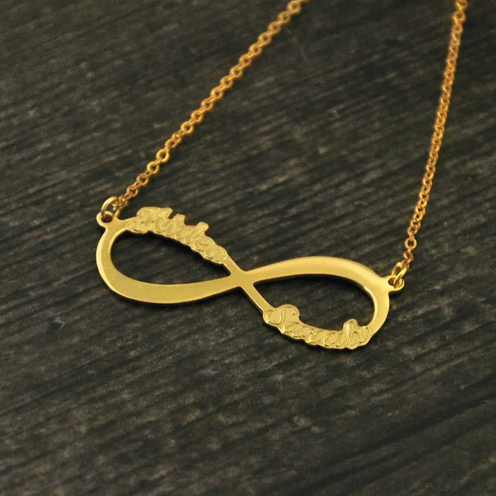 

Personalized Infinity Necklace,Embossed Letters, Infinity Pendant,Family Necklace,Mother Gift