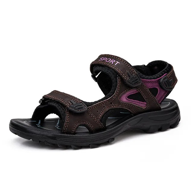 2021 Genuine Leather Outdoor Hiking Sandals Women Beach Shoes Summer Breathable Non-slip Sneakers Woman Female Trekking Shoes 1