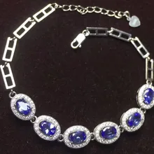 Натуральный голубой танзанит браслет из натурального драгоценного камня S925 серебро модный роскошный элегантный круглый носок женские вечерние ювелирные украшения
