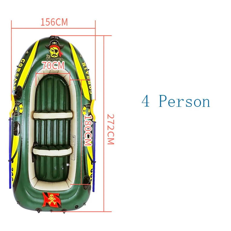 Высокая прочность толстый износостойкий надувная рыбацкая лодка двойной Рыбалка резиновую лодку Портативный надувной каяк 2/3/4 человек на воздушной подушке