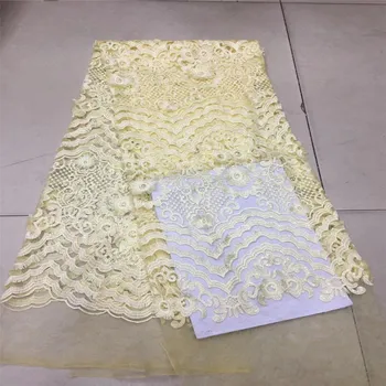

2018 HandWork Quality Nigerian French Cord Lace Fabric 3D Flowers African Embroidered Wedding Lace Fabric HJ119-1