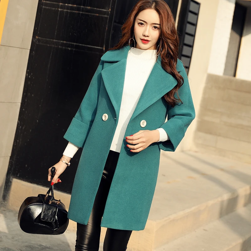 Plein beige Bouton Printemps Slim Black 2018 Filles Manteaux Coréenne Manteau Nouveau Boutonnage Kaban Moyen blue Solide Manches Mode Vente Bayan Directe Double qBPtP1I