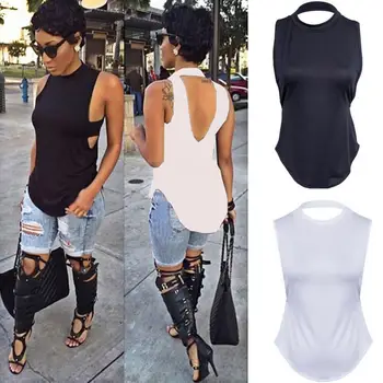 

Hirigin Fashion Women Summer Sleeveless Casual Sexy Blouse Hot Sale New Arrival Feminina backless Blouse Black/White Available