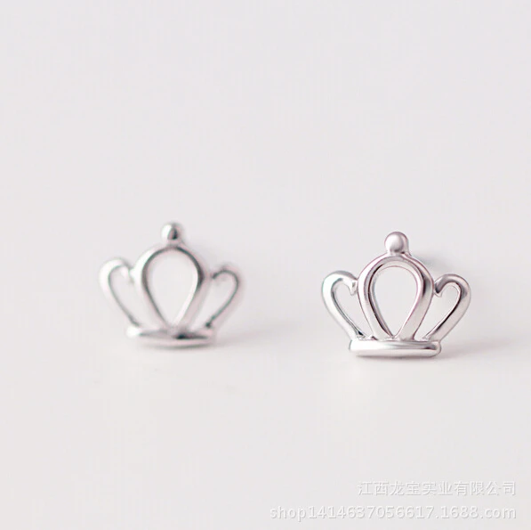crown earrings 100% 925 Sterling silver Jewelry fashion Hypoallergenic Stud earrings for women gift