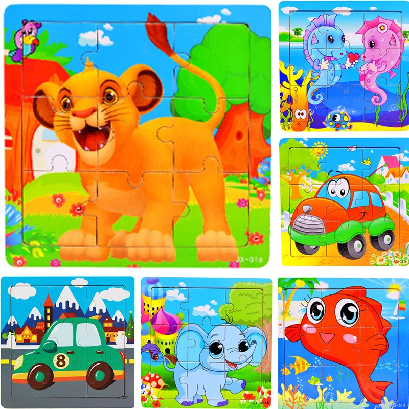 

Puzzles For Kids 9 Pieces Cartoon Animals Jigsaw Puzzles Baby Learning Toys Wood Children Toys Educational Games Wooden Puzzles