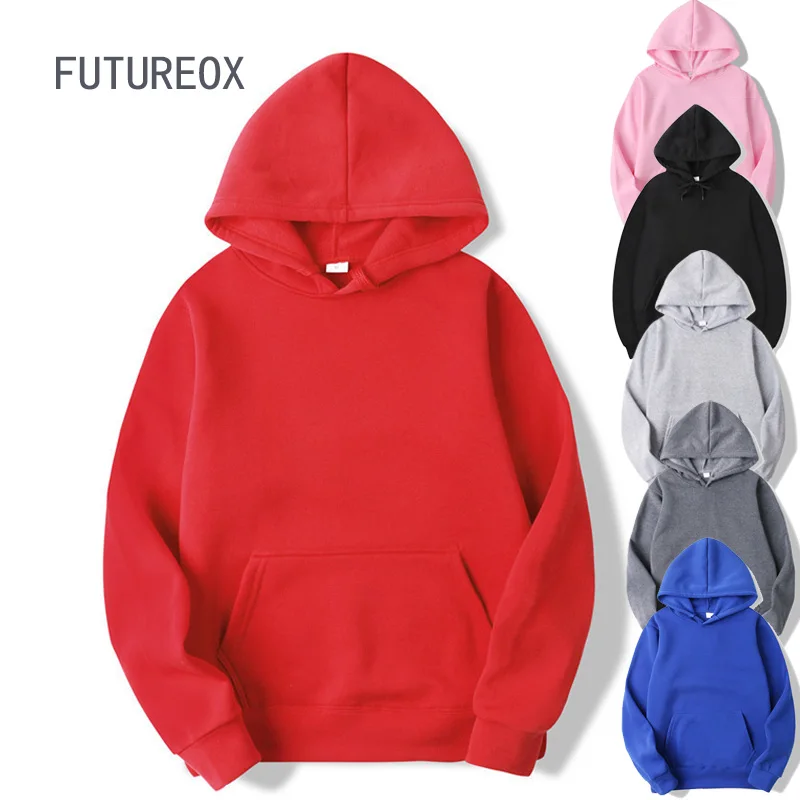 

FUTUREOX Red Cotton Hoodies Mens Solid Colour Streetwear Hoodies Sweatshirts Casual Long Sleeve Joker Hoodies Men 2019 Pullover