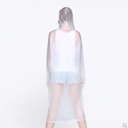 Fashion Women EVA Transparent Raincoat Poncho Portable Light Raincoat For Adult