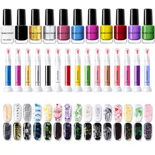 NICOLE дневник тиснение лак для ногтей лак Черный Золотой Серебряный красочный маникюр Дизайн ногтей пластина печать лак