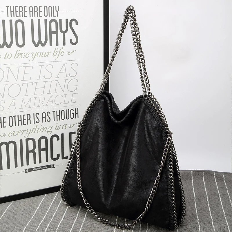 

Brand New 2019 Women Bag Black Handbag Leather Soft Tote Large Capacity Female bag Folded ChainShoulder Bag Female Bag 709