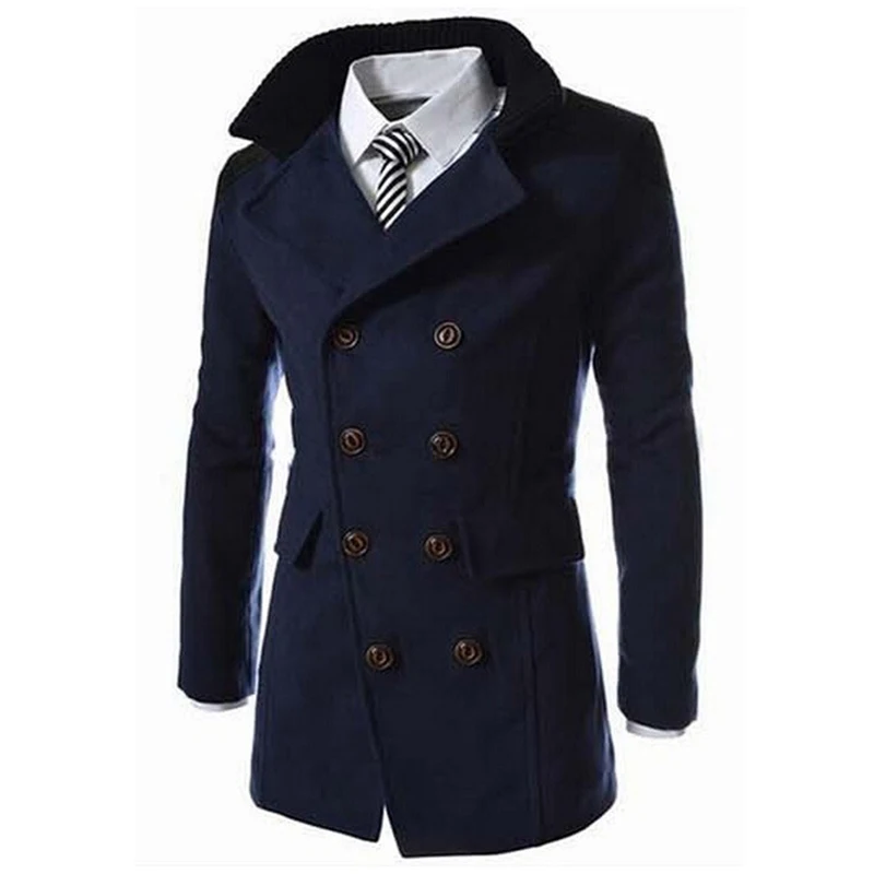 2016 Fashion Men's Autumn Winter Coat Turn down Collar