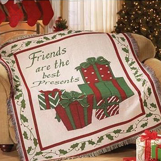 Christmas Decor 100 Cotton Sofa Towel Gift Box Jacquard Blanket Slip Christmas Decor 100 Cotton Sofa Towel Gift Box Jacquard Blanket Slip Resistant Cover