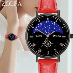 Zolfa для женщин часы Роскошные брендовые модные женские часы кожа Циферблат наручные Relogio