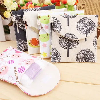 

10PCS Storage Bag Sanitary Pads Pouch Sanitary Napkin Sanitary Aunt Bags Package Cotton Cartoon Shape Key Purse Credit Card 60XX