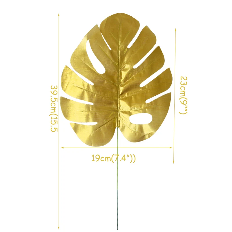 5pcs Artificial Plants Monstera Palm Tropical Plant Gold Leaves for Home DIY Decor Wedding Party Hawaiian Luau Party Decorations