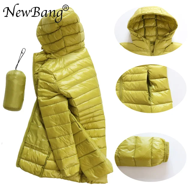 NewBang 8XL Ladies Long Warm Down Coat With Portable Storage Bag Women Ultra Light Down Jacket Women's Overcoats Hip-Length 3