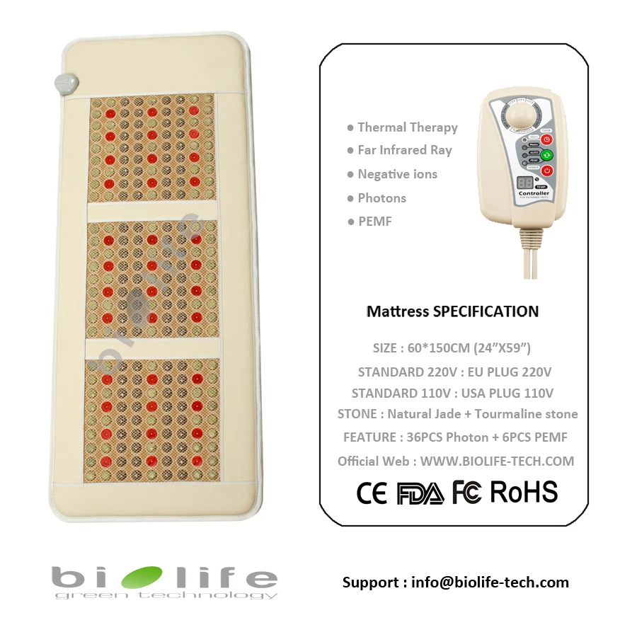 

Free Shipping NON-EMF Healing PEMF & Photon health jade mattress, Infrared Bio Energy Super Long Wave Tourmaline Mattress