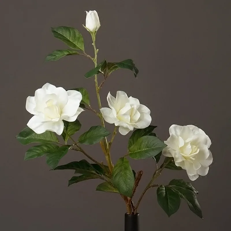 Rustic Style Fake Flowers Beautiful White Artificial Gardenias Home