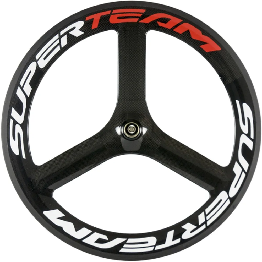 Discount SUPERTEAM 3spoke Wheelset Road Carobn Wheels CLincher 23mm fixed gear track Wheels tri spoke wheelset 4