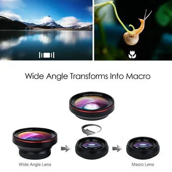 

New Cell Phone Camera Lens 2 In 1 Professional HD Camera Lens Kit 0.6X Wide Angle for Smartphones DOM668