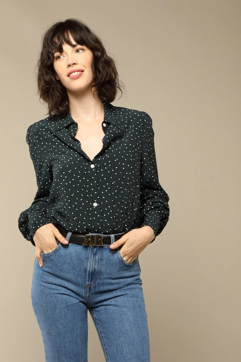 

2019 New Women Spring Pollka Dot Print Long Sleeve Blouse Top