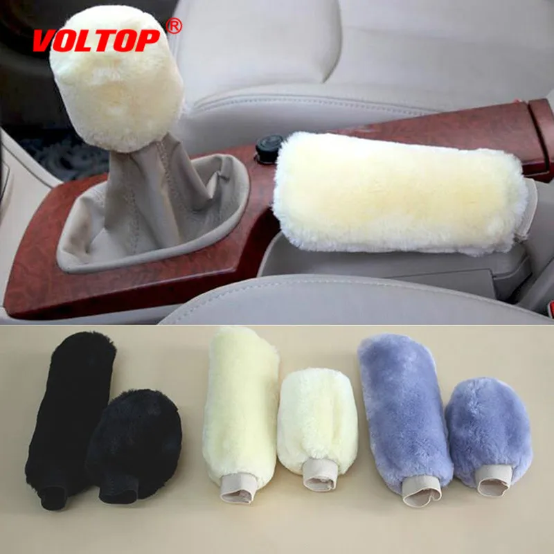 

Synthetic Wool Plush Gear Shift Knob Cover Handbrake Gear Suit Winter Warm Set for Universal Car Automobiles Accessories