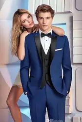 Остроконечные нагрудные темно синие жених смокинги для женихов мужские формальные костюмы бизнес для мужчин Одежда Свадебные Пром ужин