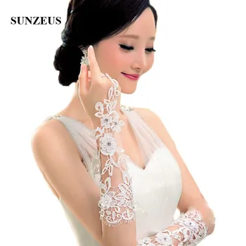 

2019 New Bridal Gloves Applique Fingerless Cheap Opera Length Gloves Lace Brides Wedding Accessories S12