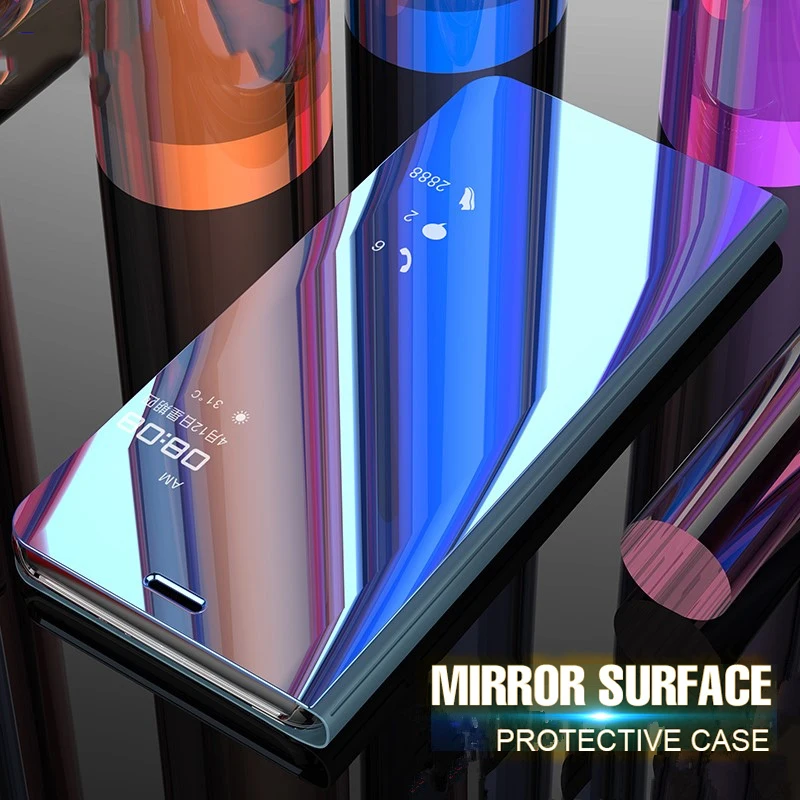 

Mirror Flip PU Leather Case For Huawei Honor 8X Cases Plating Stand Smart Full Cover For Huawei Y9 2019 Capa Smooth Hard Coque