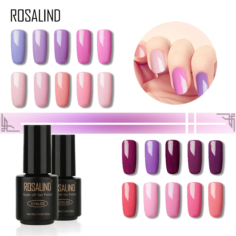 

Rosalind Black bottle Noble Purple Color Series 7ml Soak-off UV LED lamp Nail Gel Polish nail art Semi Permanent gel varnish