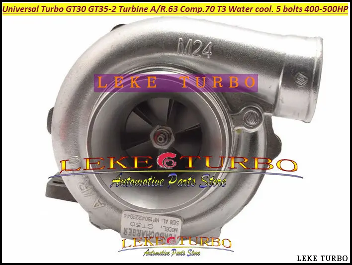 Turbo Turbocharger Universal Turbo GT30 GT35-2 AR .63 Comp. AR .70 T3 Water cooled and Oil cooled outlet 5 bolts 400HP-500HP (4)