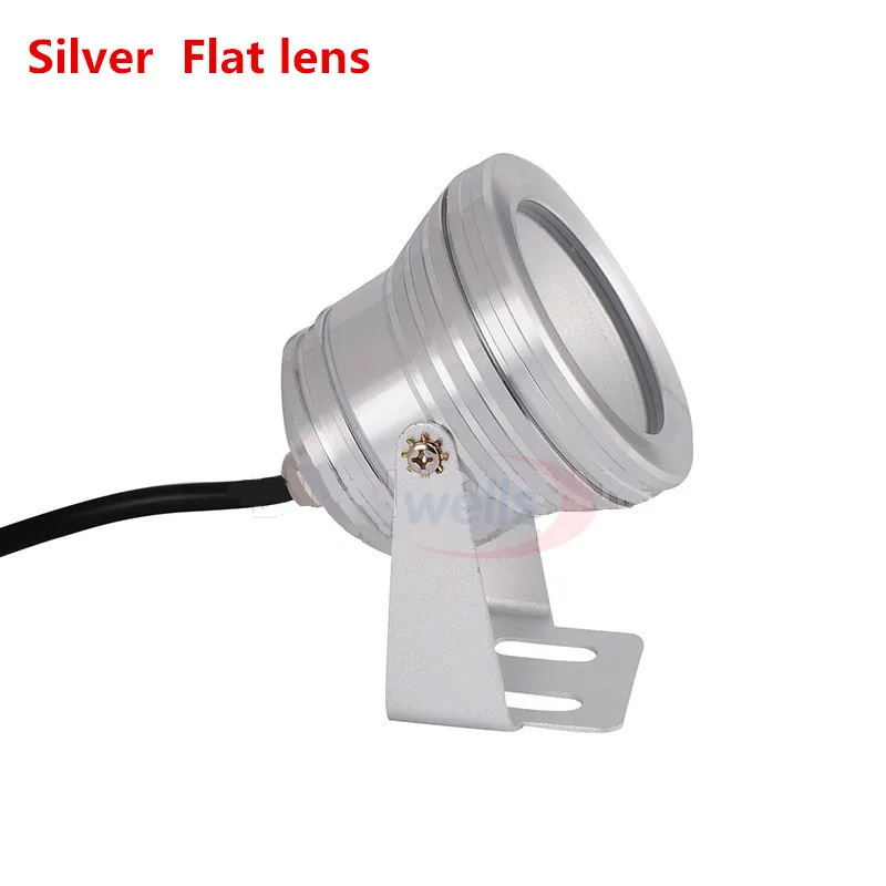 Светодиодный уличный RGB/белый/теплый белый 10 Вт RF подводный сценический светильник s Точечный светильник прожектор светильник меняющий цвет ЛАМПА IP68 для садового светильник - Испускаемый цвет: Silver Flat Lens
