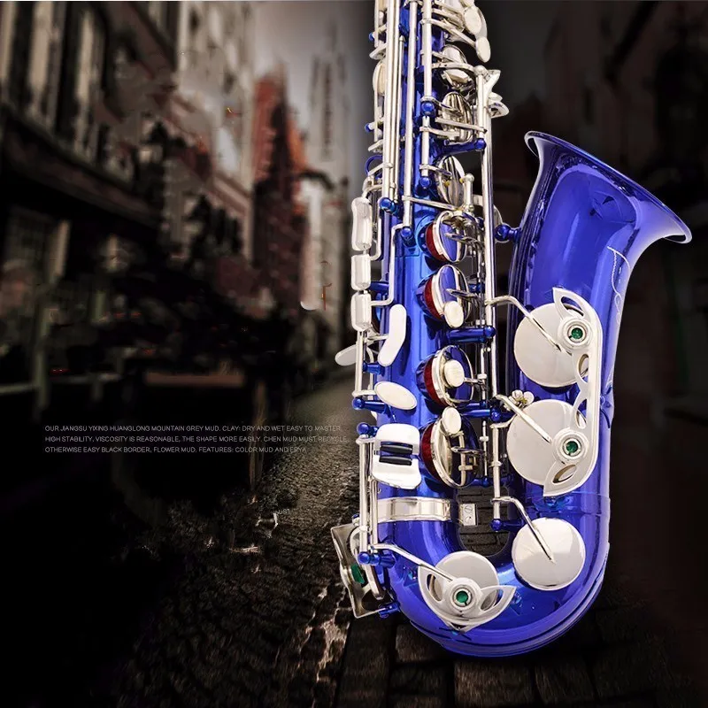 KALUOLIN Top music France E flat 54 Alto Saxophone Professional Alto Sax Blue silver key Sax