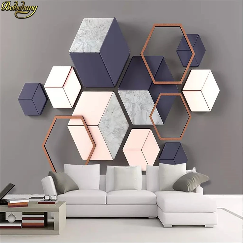 

beibehang Custom Modern geometric marble mosaic photo mural wallpaper for bedroom walls TV background wallpapers for living room