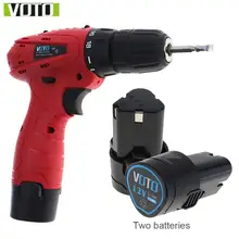 VOTO Handling Screws/Punching AC 100 - 240V Cordless 12V Electric Screwdriver with 2 Lithium Batteries voto ac 100 240v cordless 12v electric drill screwdriver with adjustment switch and two speed adjustment button for punching