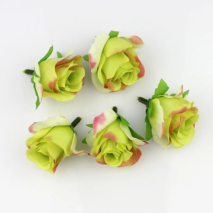 20 штук 3-4 см Искусственный Шелковый цветок розы голова Скрапбукинг цветы мяч для украшения свадьбы - Цвет: Зеленый