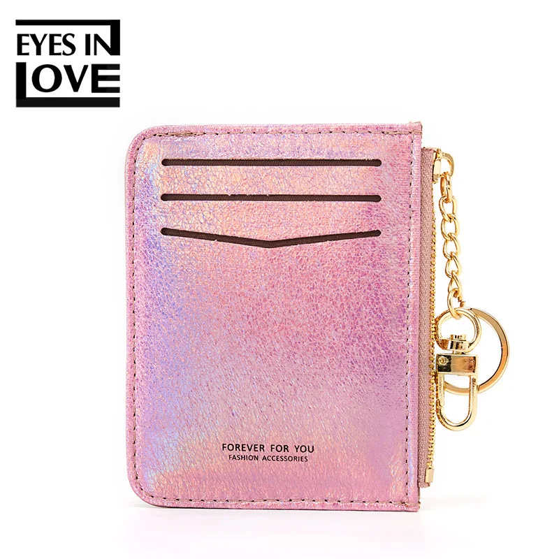 

EYES IN LOVE Mini Coin Purse Women Soft Leather Key Chain Bag Small Card Holder Wallets Female Credit Card Case Zipper Bags