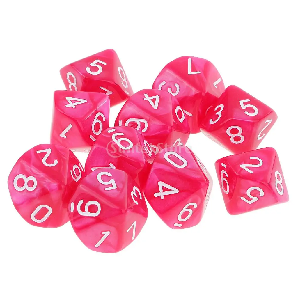 10pcs 10 Sided Dice D10 Polyhedral Dice For Dungeons And Dragons Dnd