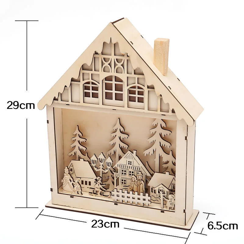 1 шт. мини деревянный дом Рождественская елка подвесные украшения светящиеся домики рождественские украшения для дома креативный Новогодний подарок для детей