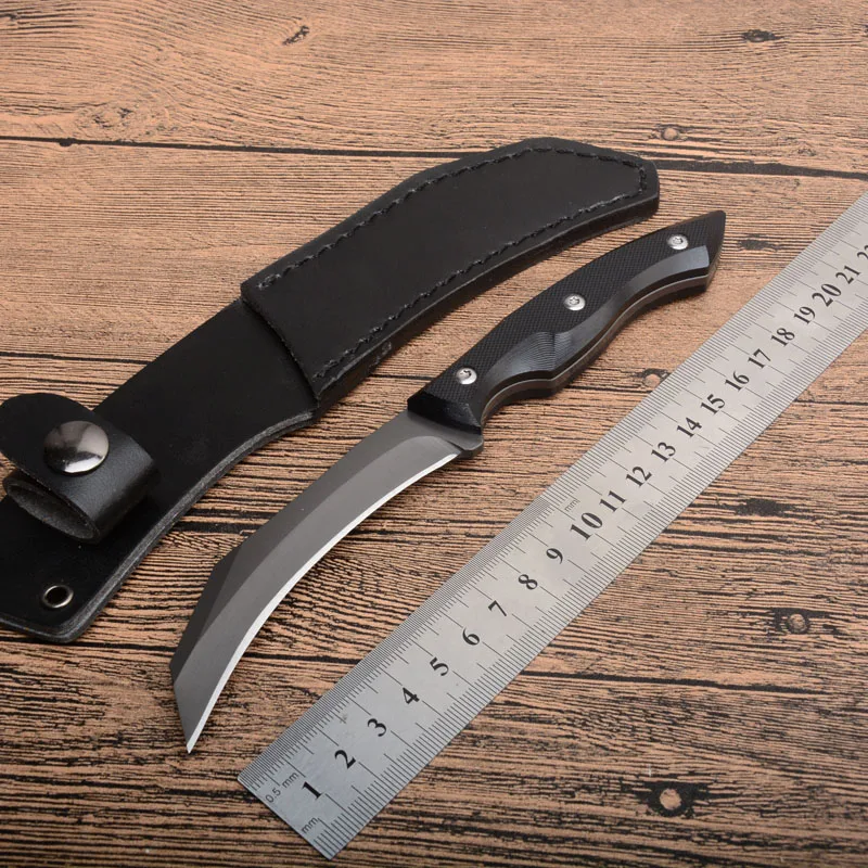 Karambit Fxied blade Knife 440c Blade G10 handle Pocket Outdoor Camping EDC Tools Survival Tactical knives with leather | Инструменты