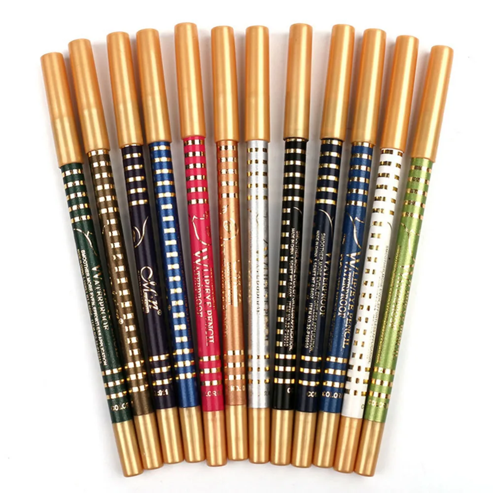 

12pcs Professional Eye Liner Pencil Set Waterproof Glitter Coloful brand Longlasting Shimmer Eyeshadow Eyeliner Pen Kit